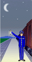 Gif animé chef de gare lanterne